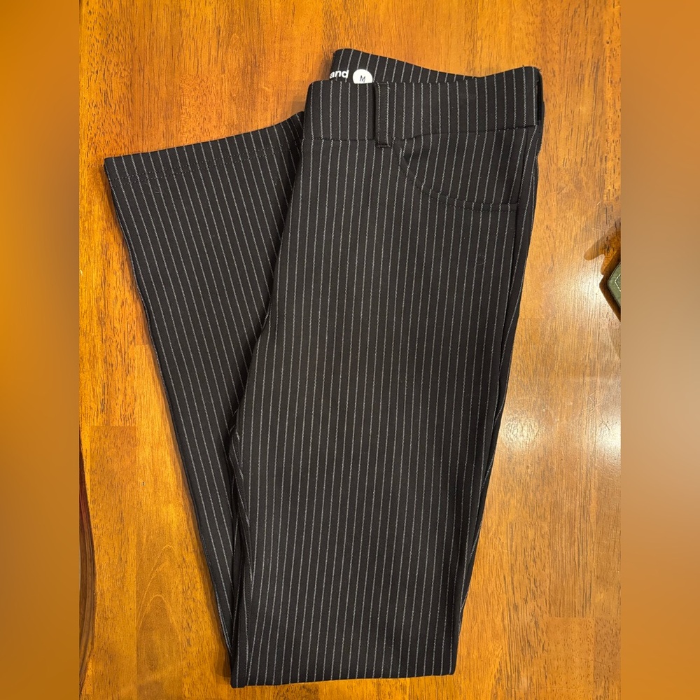 Betabrand Black Pinstripe Dress Pants 5 Pocket Medium